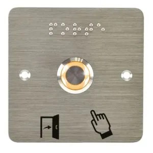 Bouton poussoir acier inox d=19 mm Halo jaune 12V AC/DC Contact NO+NC (C)+SSP201