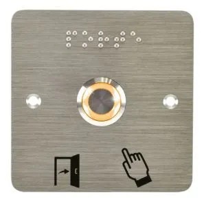 Bouton poussoir acier inox d=19 mm Halo jaune 12V AC/DC Contact NO+NC (F)+SSP201