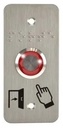 Bouton poussoir SS19, acier inox, Ø 19 mm, Halo rouge, 12V AC/DC, Contact NO+NC, raccordement par cosses à souder +  Plaque acier inox SSP101, 39,5 x 84,5 mm, perçage Ø 19 mm, pictogrammes "Porte + doigt" et "PORTE" en braille