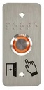 Bouton poussoir SS19, acier inox, Ø 19 mm, Halo orange, 12V AC/DC, Contact NO+NC, raccordement par bornes à vis +  Plaque acier inox SSP101, 39,5 x 84,5 mm, perçage Ø 19 mm, pictogrammes "Porte + doigt" et "PORTE" en braille