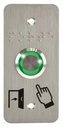 Bouton poussoir SS19, acier inox, Ø 19 mm, Halo vert, 12V AC/DC, Contact NO+NC, raccordement par cosses à souder +  Plaque acier inox SSP101, 39,5 x 84,5 mm, perçage Ø 19 mm, pictogrammes "Porte + doigt" et "PORTE" en braille