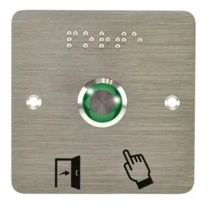 Bouton poussoir acier inox d=19mm Halo vert 12V AC/DC Contact NO+NC (C) + SSP201