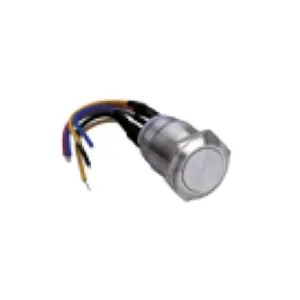 Bouton poussoir SS19, acier inox, Ø 19 mm, Contact NO, raccordement par fils (précablé)