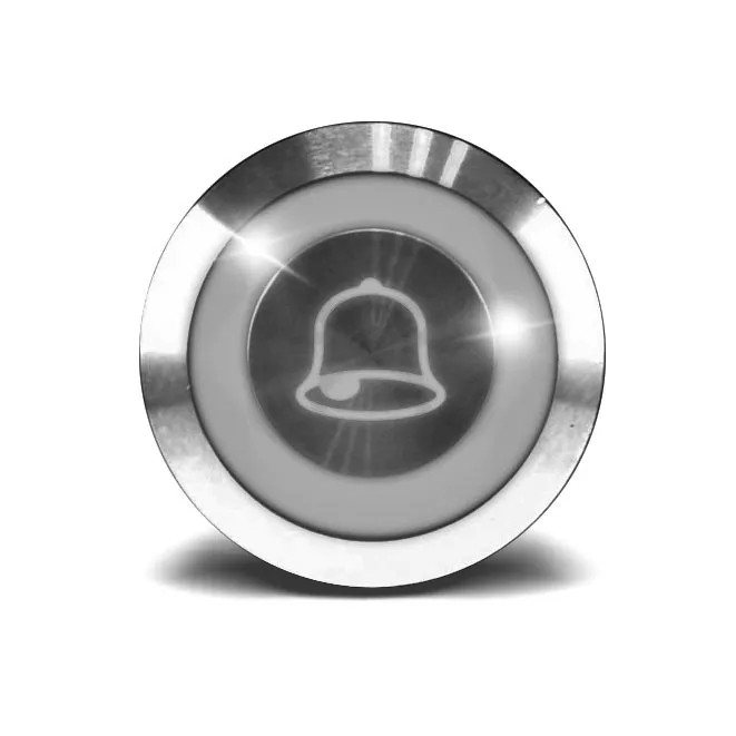 Bouton poussoir acier inox diam. 19 mm Halo bleu 12V AC/DC Contact NO+NC (C)