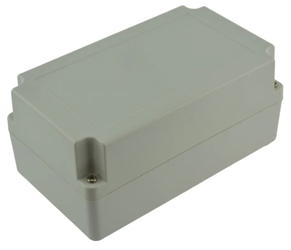 Boîtier en ABS SBWP (FR UL94 V-0), étanche IP 65, 180 x 105 x 80/85 mm, avec ses 4 clips de fixation pour carte électronique