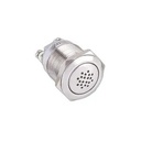 Buzzer en acier inoxydable BZ, Ø 19 mm, 12V DC, continu 85 dB à 30 cm, raccordement bornes à vis