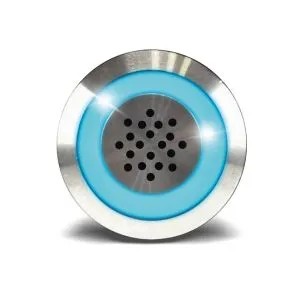Buzzer en acier inoxydable BZ, Ø 19 mm, 12V DC, continu 85 dB à 30 cm, Halo lumineux bleu, raccordement bornes à vis