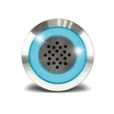 Buzzer en acier inoxydable BZ, Ø 19 mm, 12V DC, continu 85 dB à 30 cm, Halo lumineux bleu, raccordement bornes à vis