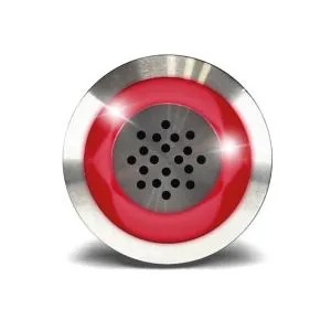 Buzzer en acier inoxydable BZ, Ø 19 mm, 12V DC, continu 85 dB à 30 cm, Halo lumineux rouge, raccordement bornes à vis