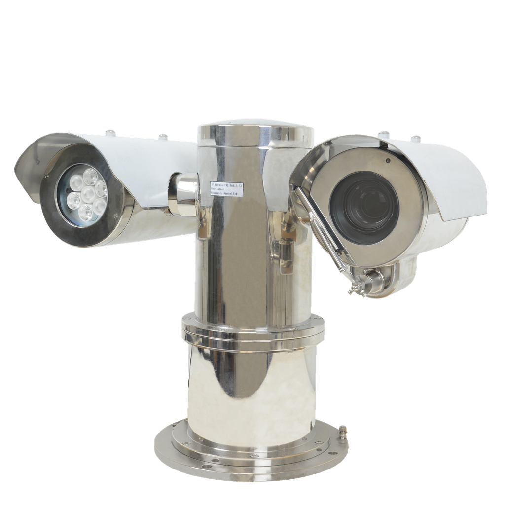 Caméra IP anti-explosion 8 Mpx - 1/2.7" Progressive Scan CMOS - Objectif motorisé 6.5~143mm | 22X - IR LEDs Portée 200 m - Boitier en acier inoxydable 304 résistant à la corrosion - Imperméabilité IP68 