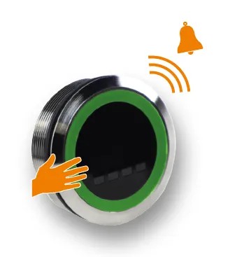 Capteur Infrarouge pilotable IRS, Ø 38 mm, 12/24V DC, Halo rouge/vert/bleu, Chenillard orange et buzzer