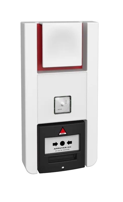 Equipement Alarme Menace à piles Radio Sonore et Lumineux avec BM noir intégré