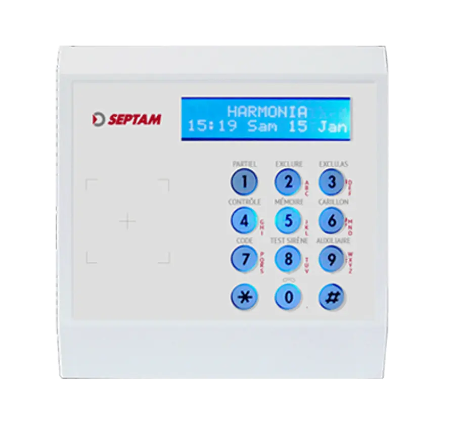 Clavier de commande et de parametrage LCD "EN" + lecteur prox pour centrale HARMONIA NFA2PT3