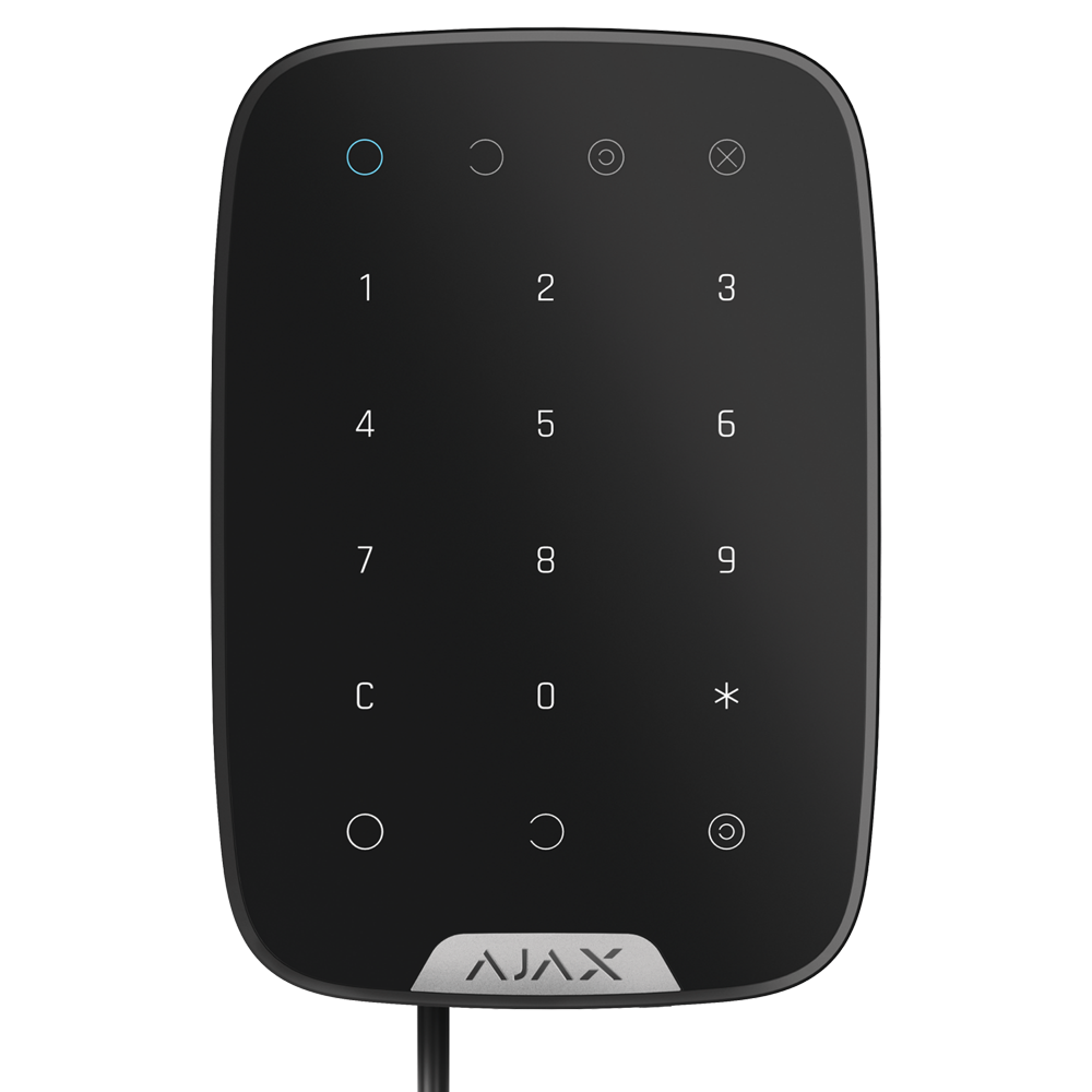 Clavier indépendant noir Protocole Fibra Certificat de grade 3 Bidirectionnel Armé, partiellement armé, désarmé et urgence Alimentation 24 V DC