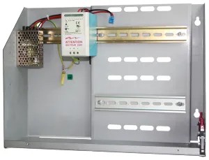 Coffret mural et alimentation 24V - emplacements prévus pour mettre une centrale ou un module supplémentaire et batteries d'alimentation (en option) IPEVIA COFFRET