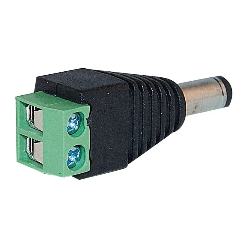 Connecteur d’alimentation mâle/bornier pour caméra 12V