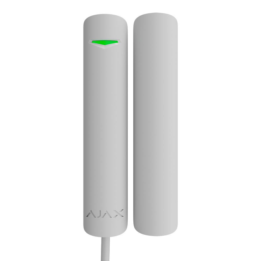 Contact magnétique blanc Capteur de vibration, inclinaison, Masquage magnétique porte/fenêtre Protocole Fibra Certificat de grade 3 Indicateur LED 1 entrée pour capteur filaire NC 
