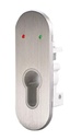 Contacteur à clé à encastrer KSM, 1 contact inverseur, mode impulsionnel, LEDs rouge/vert, 12/24V DC, plaque de finition acier inoxydable pour 1/2 cylindre européen 35/10 à panneton réglable (non fourni), profil étroit 39 mm