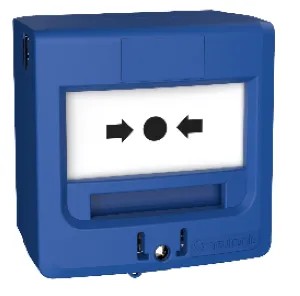 DM 1 contact en saillie ou encastrable BLEU Risque Majeur "APPUYER ICI"