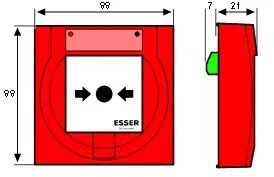 Déclencheur manuel adressable IQ8 MCP pour zone Atex avec membrane, socle, couvercle de protection sans Presse étoupe