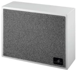 Enceinte murale Public Adress Ligne 100 V par transformateur audio avec 4 réglages de puissance Ebénisterie blanche, pas de face arrière, face avant avec revêtement en mousse Vis de montage livrées
