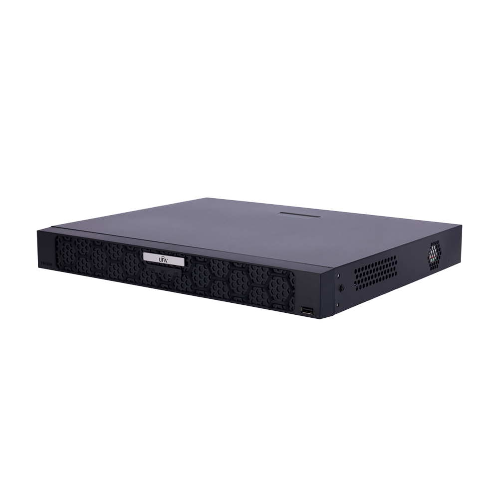 Enregistreur NVR pour caméra IP Gamme Prime 16 CH vidéo / 16 ports PoE Résolution maximale 8Mpx Bande passante 320 Mbps Supporte 2 disques durs