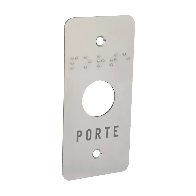 Façade en inox pour bouton-poussoir T T03/I gravée porte en lettres et en BRAILLE