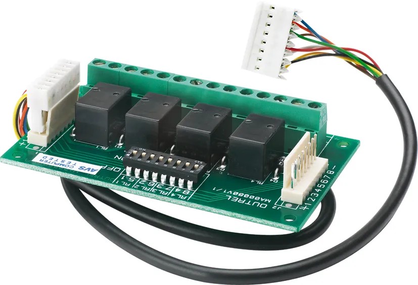Interface transformant 8 open collector en 4 sorties relais NF-NO - fonctionne avec centrales AVS, SAT03, SAT WS, STARTEL, INT 4 WS, …