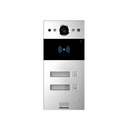 Interphone vidéo compact SIP avec 2 boutons (Video & Lecteur de carte). Caméra 3MP Grand Angle 120° Anti-vandale. Façade aluminium - Montage Saillie. Prévoir boitier de montage pour encastré.