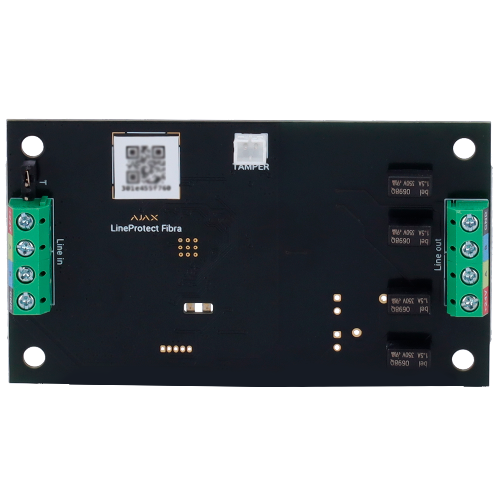 Module de protection de ligne filaire Contre les courts-circuits, tension de 110/230 VAC, haute tension et chocs électriques Protocole Fibra Certificat de grade 3 Jumper de résistance terminale disponible