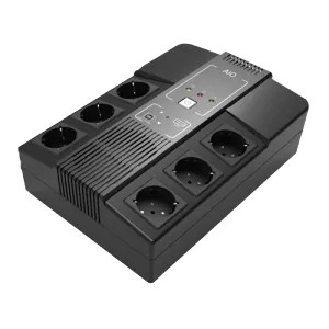 Onduleur monophasé interactif en ligne Puissance 600VA/360W Entrée 220~240 Vac /Sortie 230 Vac 6 sorties SAI/UPS protégées Temps de recharge 6~8 h Batterie plomb-acide scellée (incluse)