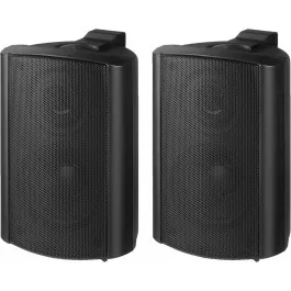 Paire d'enceintes universelles PA Ligne 100 V, 2 voies EUL-30 et EUL-60 avec haut-parleur d'aigu à dôme 11 mm Excellente qualité sonore Sélecteur de puissance 6 positions Boîtier plastique noir (SW)  Etrier de montage orientable