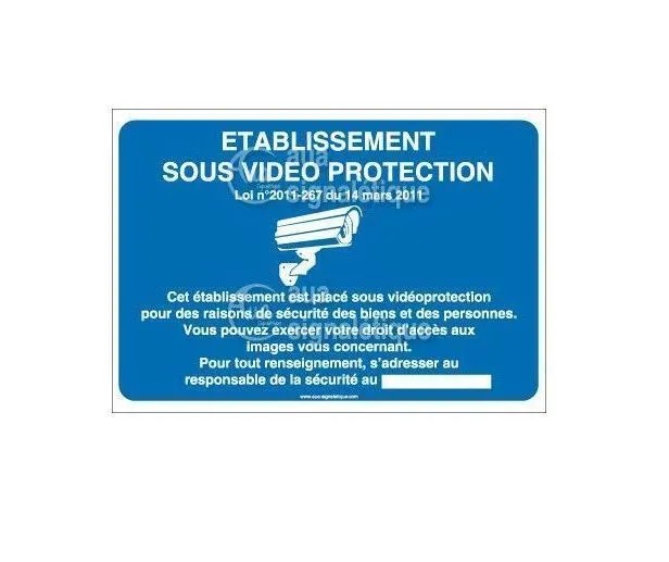 Panneau établissement sous vidéo protection - horizontal 150x105 mm PVC 1,5mm 