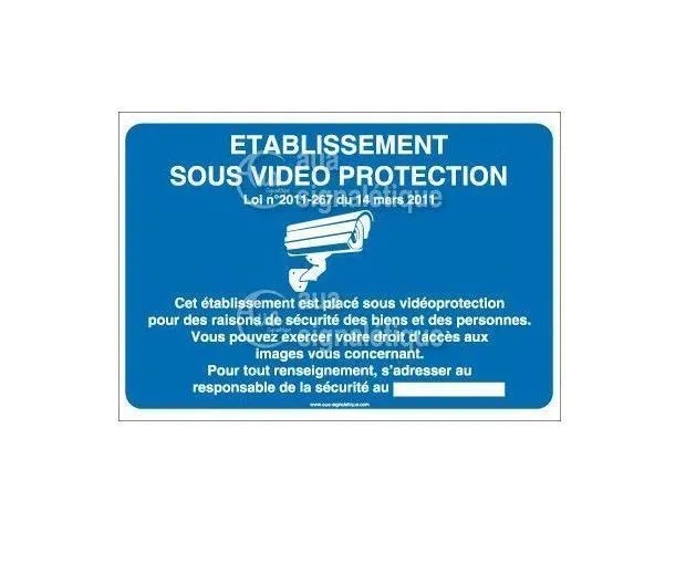 Panneau établissement sous vidéo protection - horizontal 150x105 mm Vinyl adhésif 