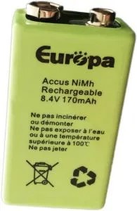 Pile rechargeable pour BAAS Axendis, Finsecur 9V 6LR61