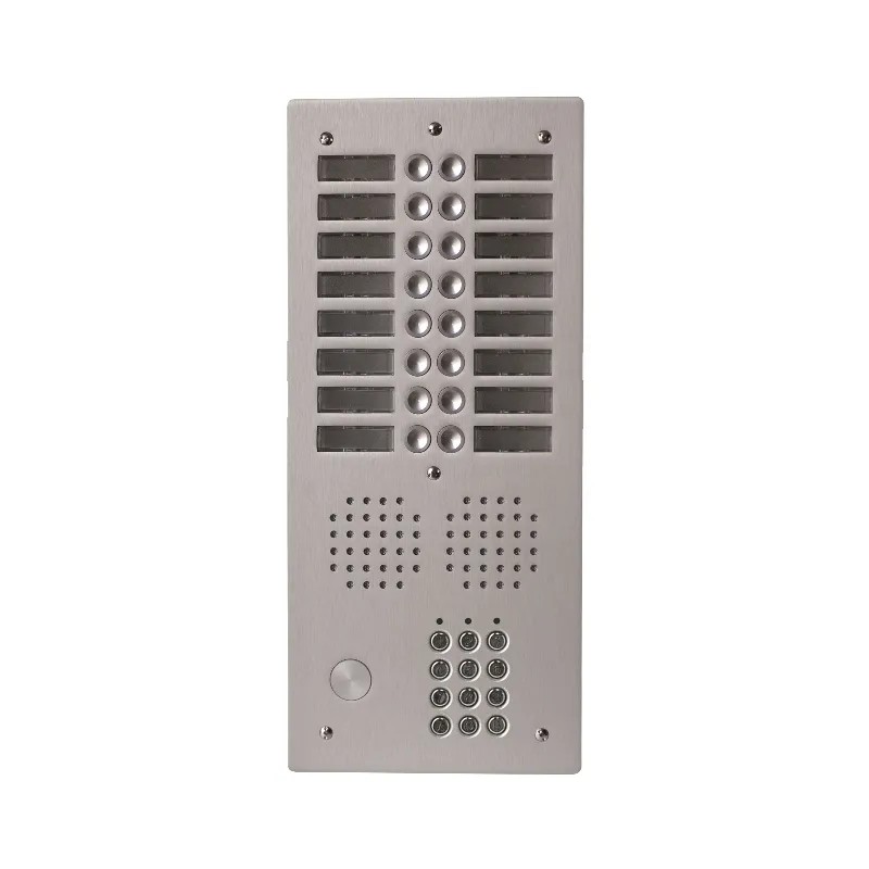 Platine aluminium HAUT-RISQUE audio 16 appels 2 rangées avec clavier