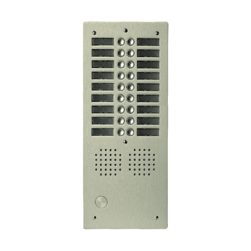 Platine aluminium HAUT-RISQUE audio 18 appels 2 rangées Anodisée CHAMPAGNE