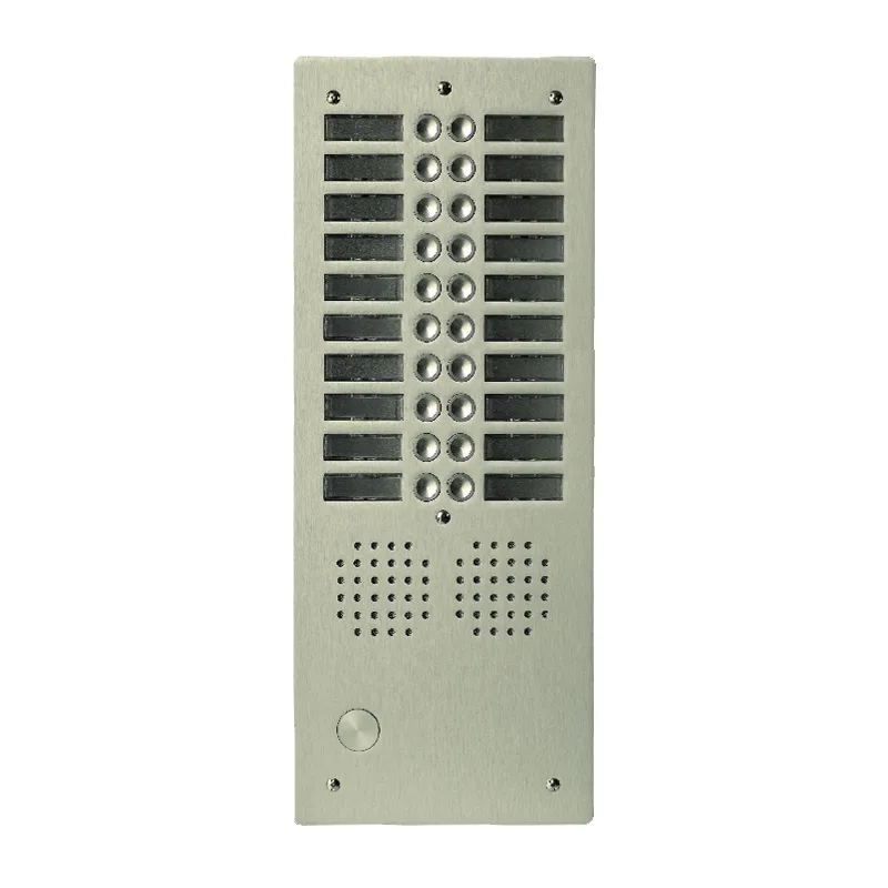 Platine aluminium HAUT-RISQUE audio 20 appels 2 rangées Anodisée CHAMPAGNE