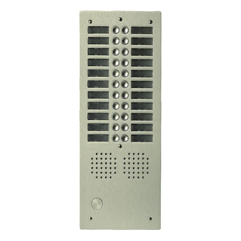 Platine aluminium HAUT-RISQUE audio 22 appels 2 rangées Anodisée CHAMPAGNE