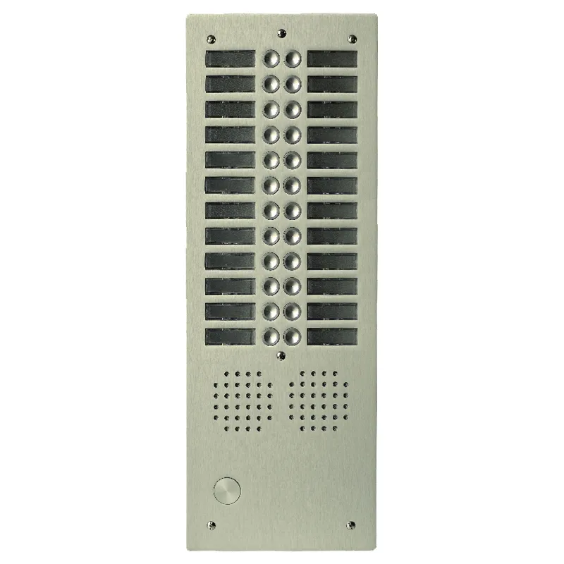 Platine aluminium HAUT-RISQUE audio 24 appels 2 rangées Anodisée CHAMPAGNE