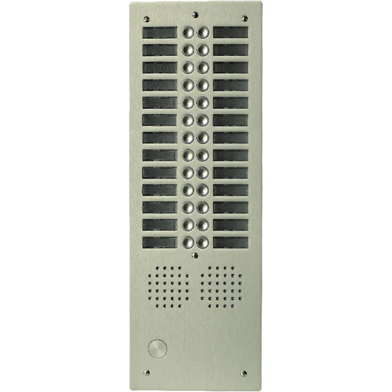 Platine aluminium HAUT-RISQUE audio 28 appels 2 rangées Anodisée CHAMPAGNE