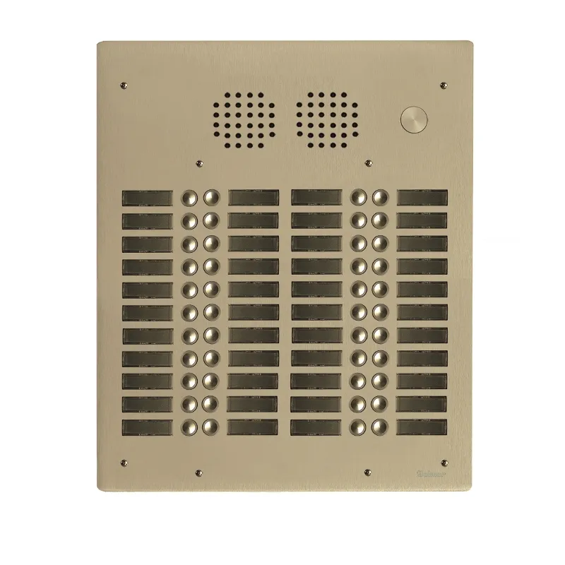 Platine aluminium HAUT-RISQUE audio 44 appels 4 rangées Anodisée CHAMPAGNE