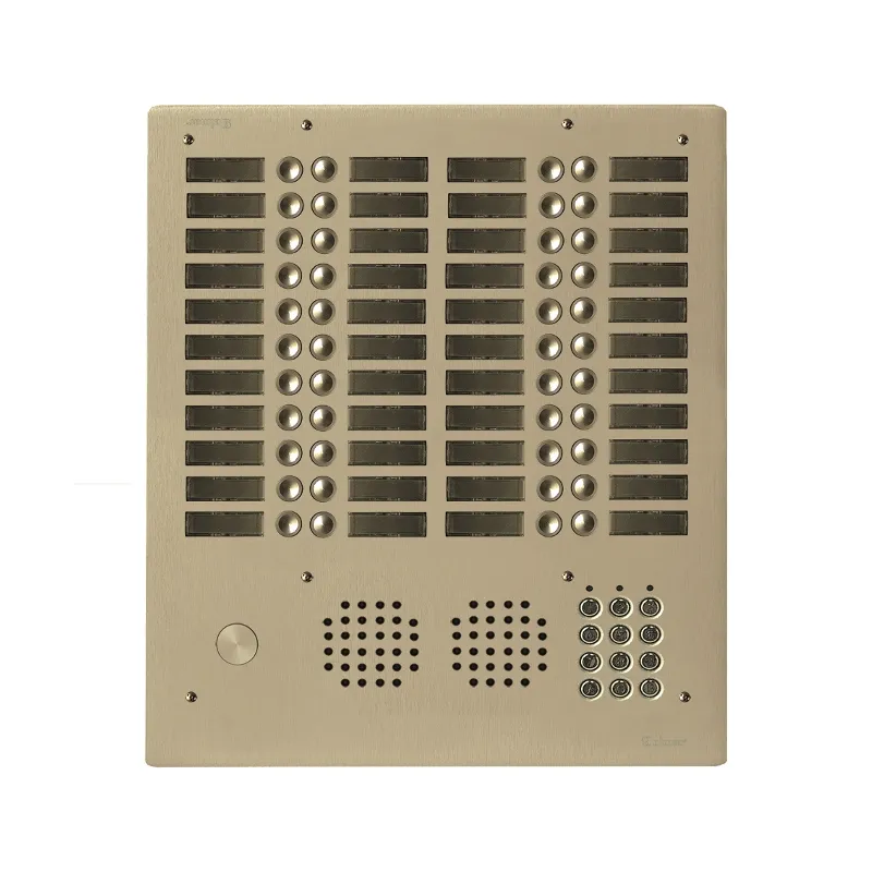 Platine aluminium HAUT-RISQUE audio 44 appels 4 rangées avec clavier Anodisée CHAMPAGNE