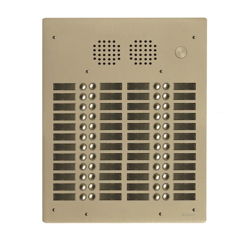 Platine aluminium HAUT-RISQUE audio 48 appels 4 rangées Anodisée CHAMPAGNE