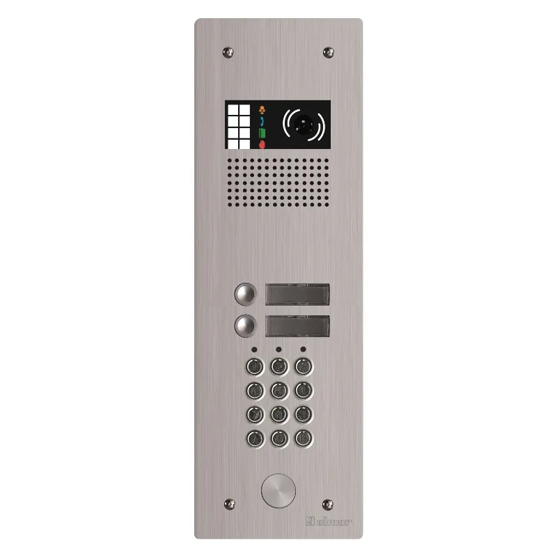 Platine aluminium HAUT-RISQUE audio/vidéo  (GB2)  2 boutons 1 rangée + clavier 