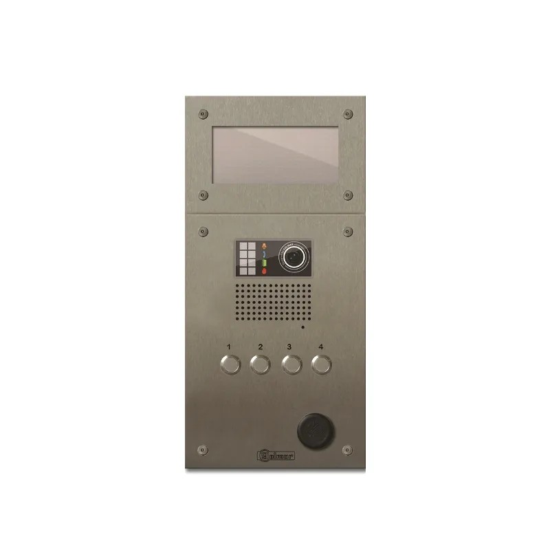 Platine inox PERFO-IV audio/vidéo 4 boutons. Tableau de noms indépendant (GB2)