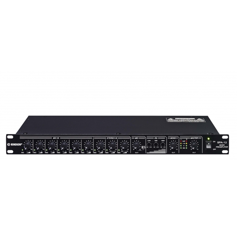 Préamplificateur 6 ent. mono + 3 stéréo, 1 sort.stéréo +1 mono, alim