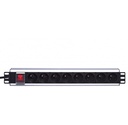 Réglette de distribution 8 prises "Shuko" + ON/OFF, cordon secteur, 19" 1 U