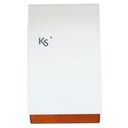 Sirène acoustique/lumineuse extérieur pour KS BUS imago, auto-alimenté à faible consommation, avec protection metallique galvanisée incassable (batterie exclue), de couleur blanche avec un fond transparent orange.