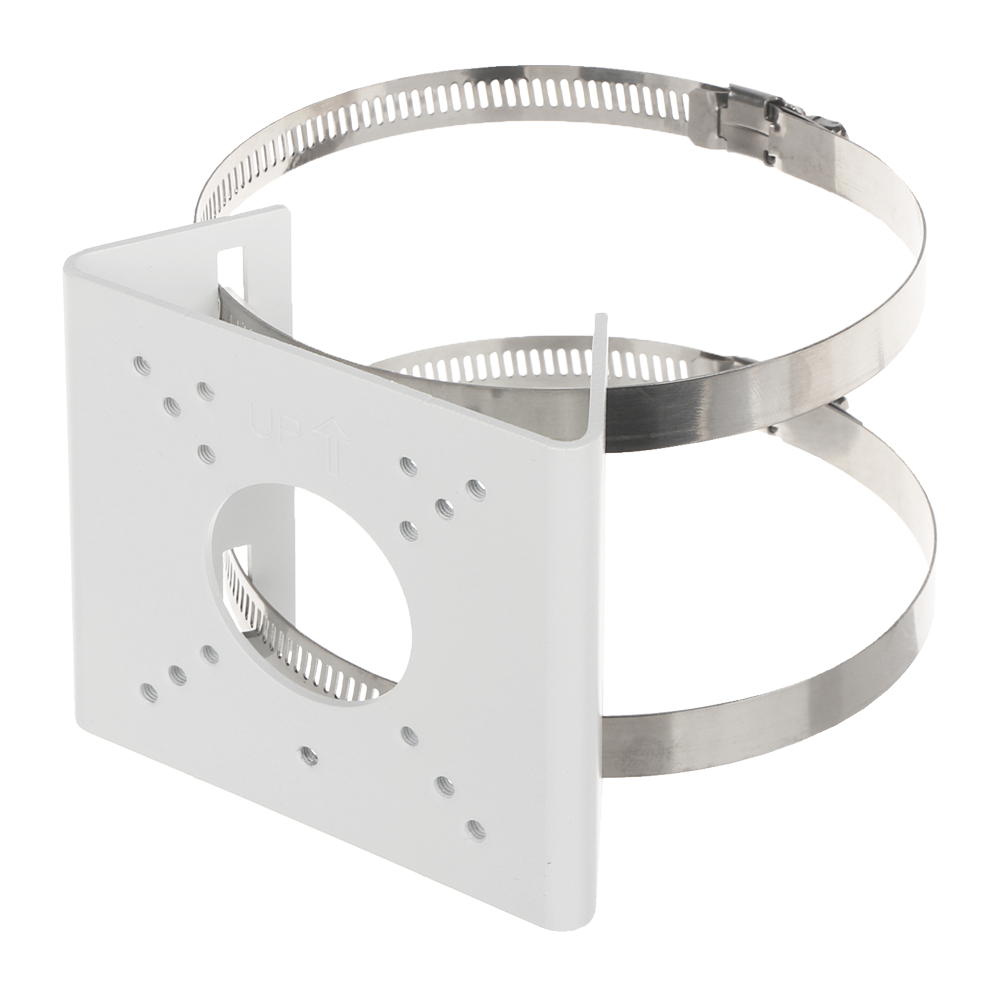 Support pour mâts Pour caméras bullet Convient pour une utilisation en extérieur Rang diamètre 55~127 mm Couleur blanche Passage de câble